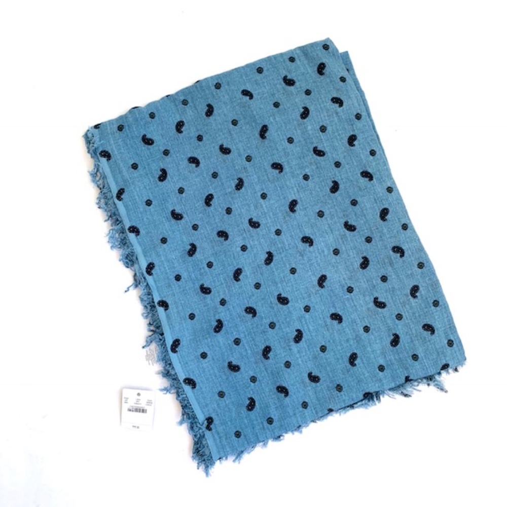 J. Crew Gauzy Cotton Large Blue Scarf/Cover Up (NWT) - Picture 3 of 3